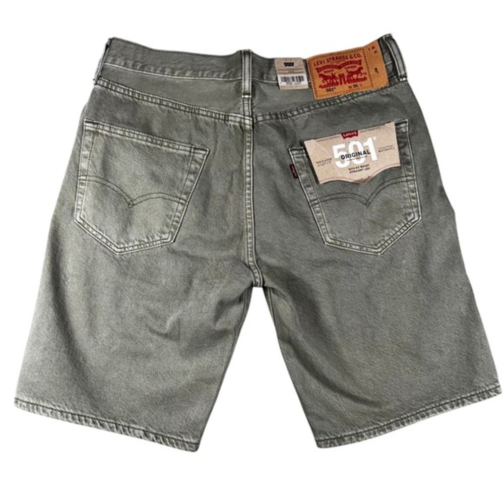 Levis 501 Button Fly Shorts Sage Green 31-32 Waist NWT Grunge Normcore Casual - Picture 2 of 11
